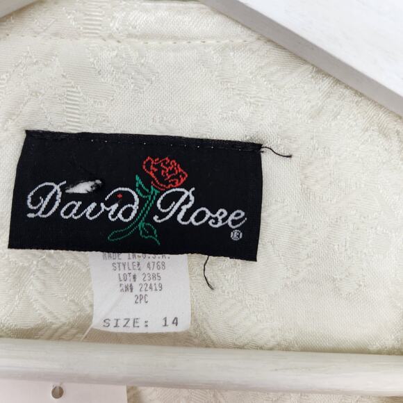 Vintage David Rose Regencycore White Brocade Button Down Blouse L - Picture 6 of 12